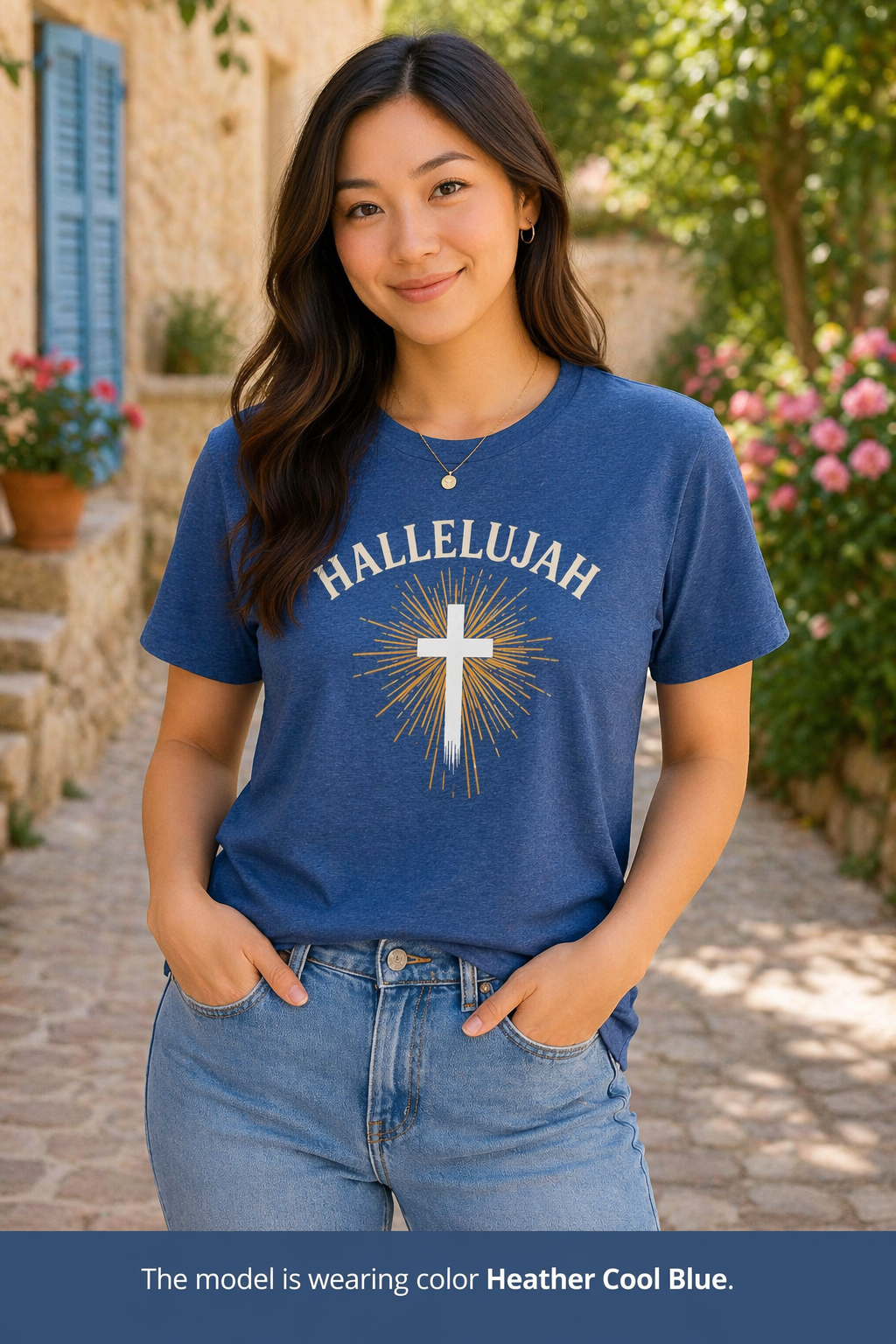 Womens Christian Hallelujah Cross T-Shirt