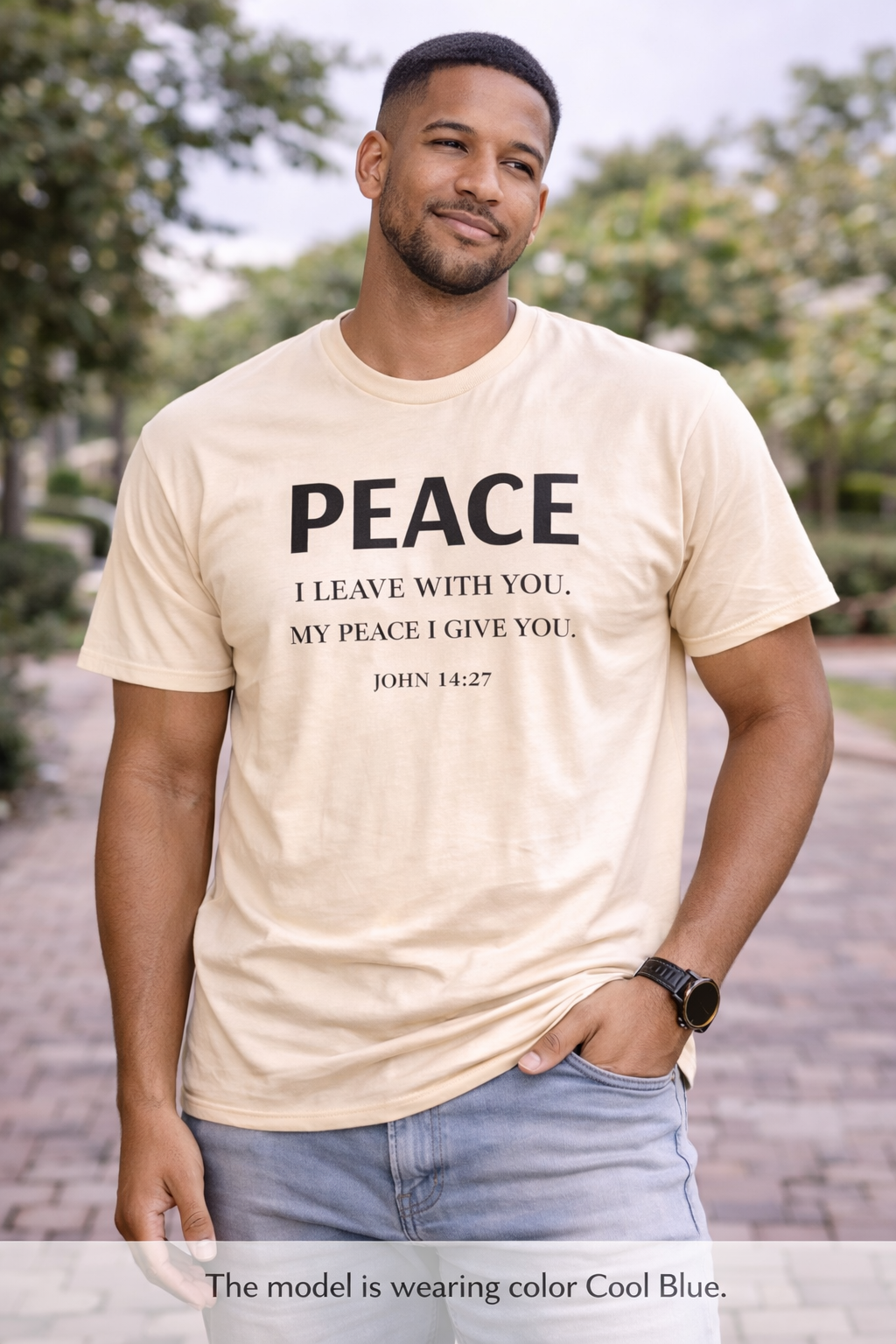 Mens Dove Flight Tee — Soft White T‑Shirt with Soaring Dove Graphic