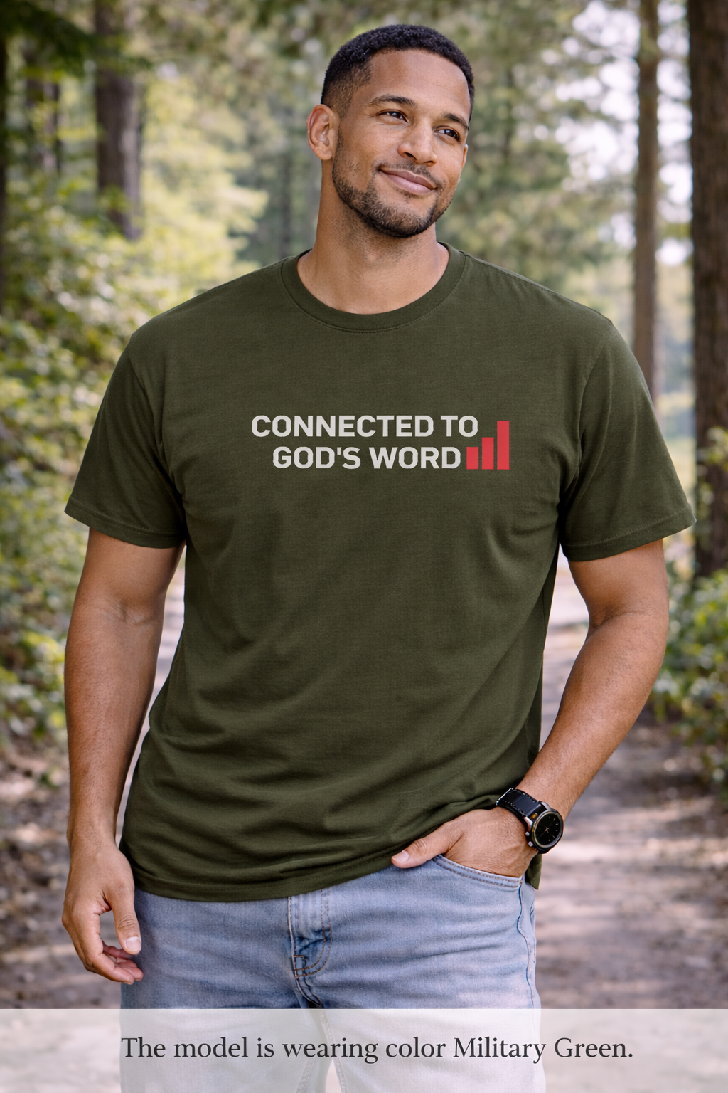 Connected to God's Word | Men Christian Faith Graphic Shirt