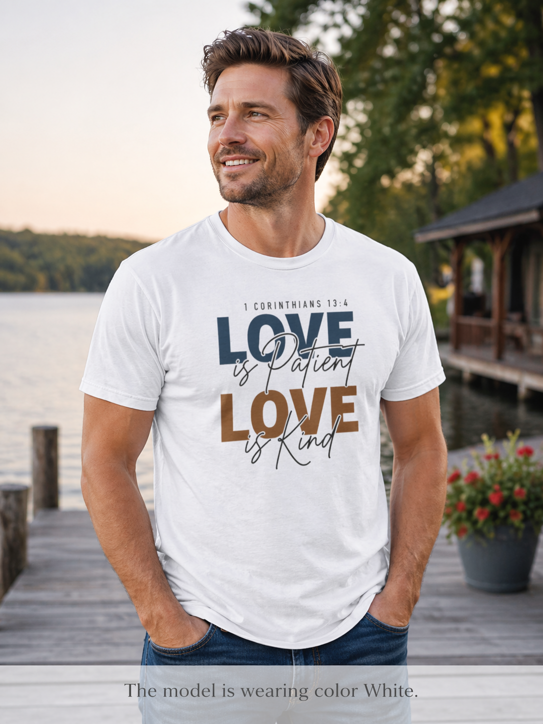 Mens Love Is Patient Love Is Kind Tee  Faith-Based Inspirational Christian T-Shirt