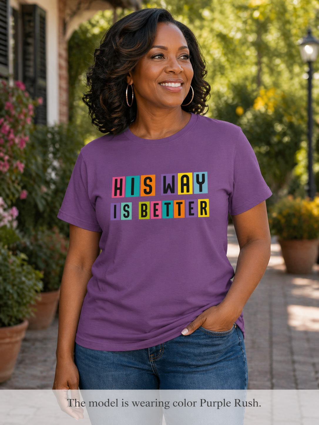 Womens His Way Is Better T-Shirt — Color Block Retro Typography Tee