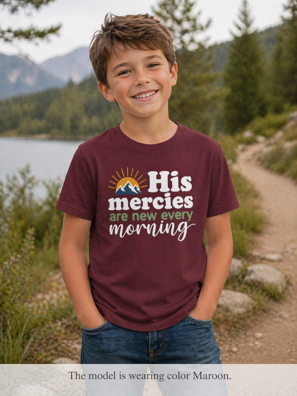 Boys Tee “His Mercies Are New Every Morning” Christian Faith Kids Shirt