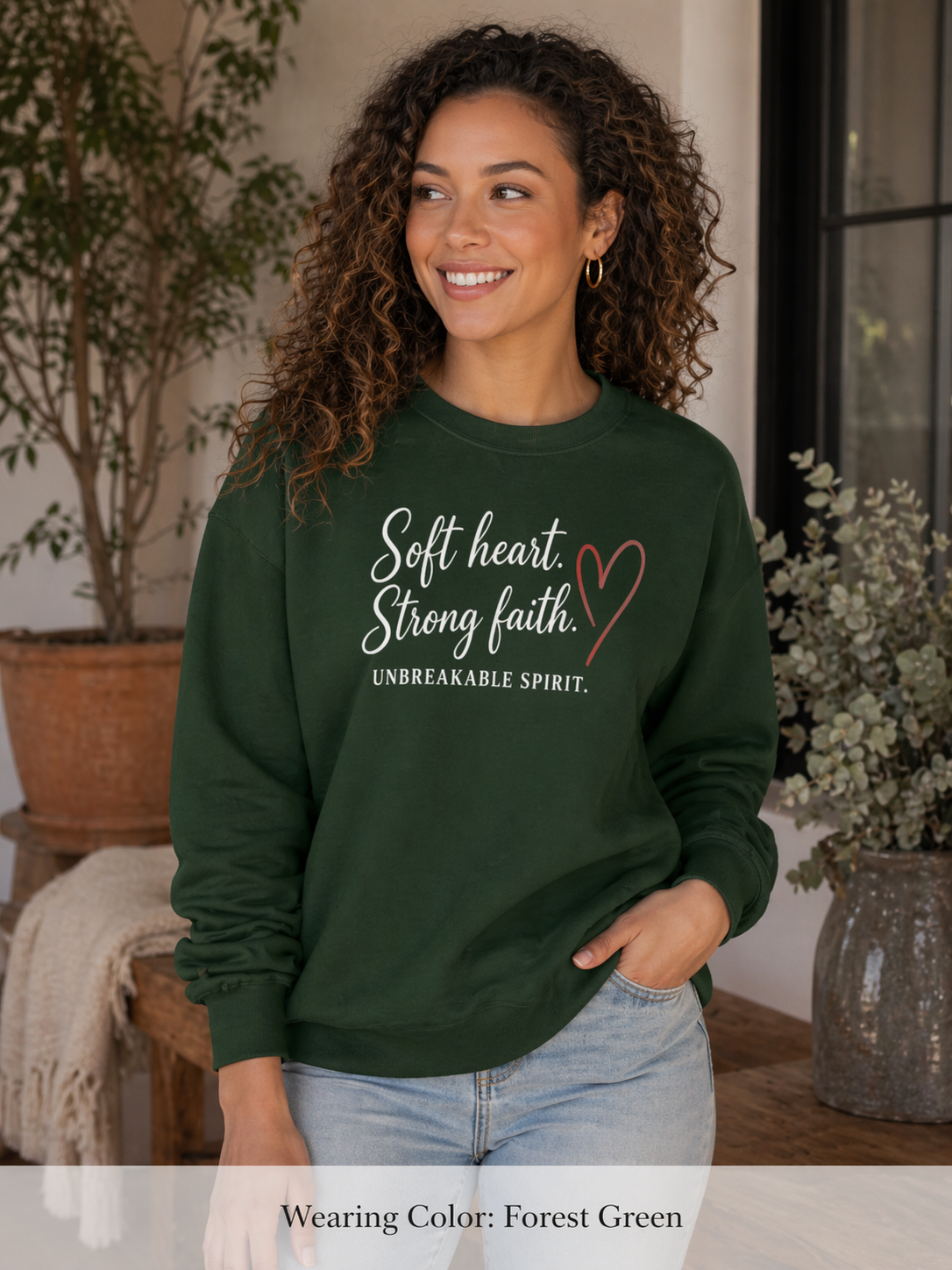 Womens Crewneck Sweatshirt "Soft Heart. Strong Faith."