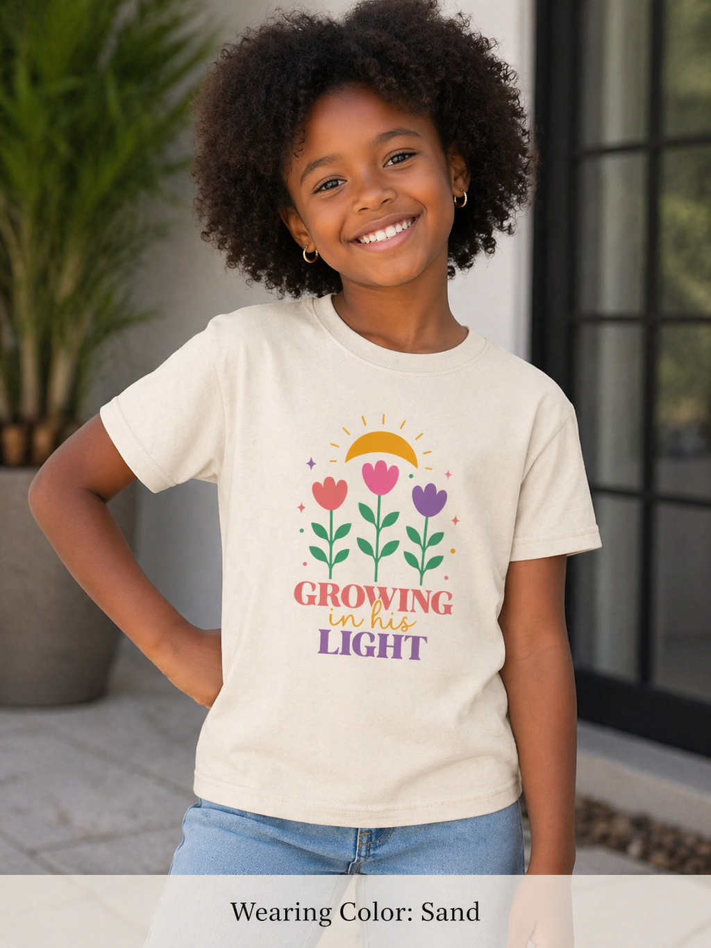 Girls "Growing in the Light" Floral Sunflower Design