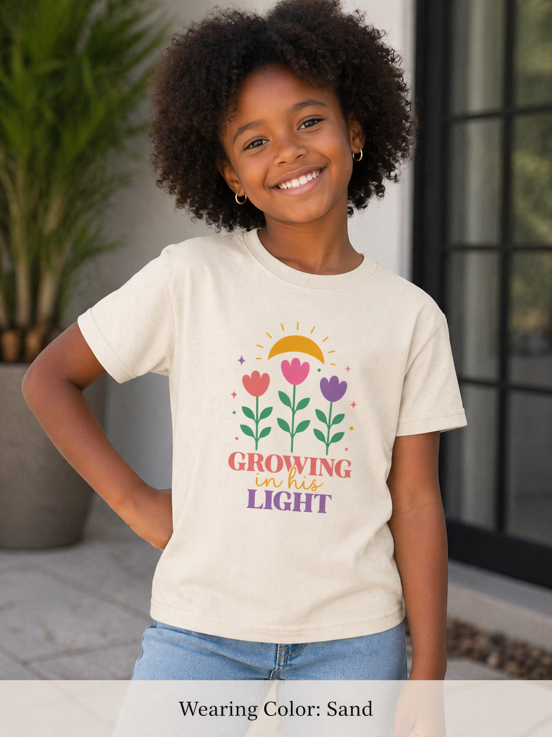 Girls "Growing in the Light" Floral Sunflower Design
