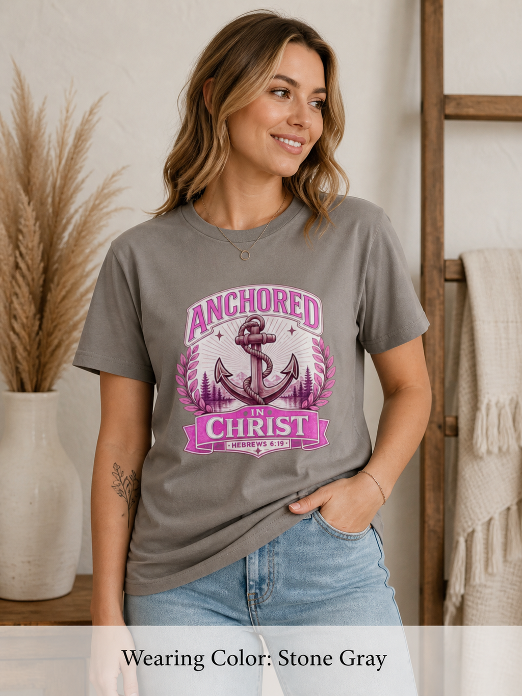 Women Anchored in Christ Anchor Graphic T-shirt