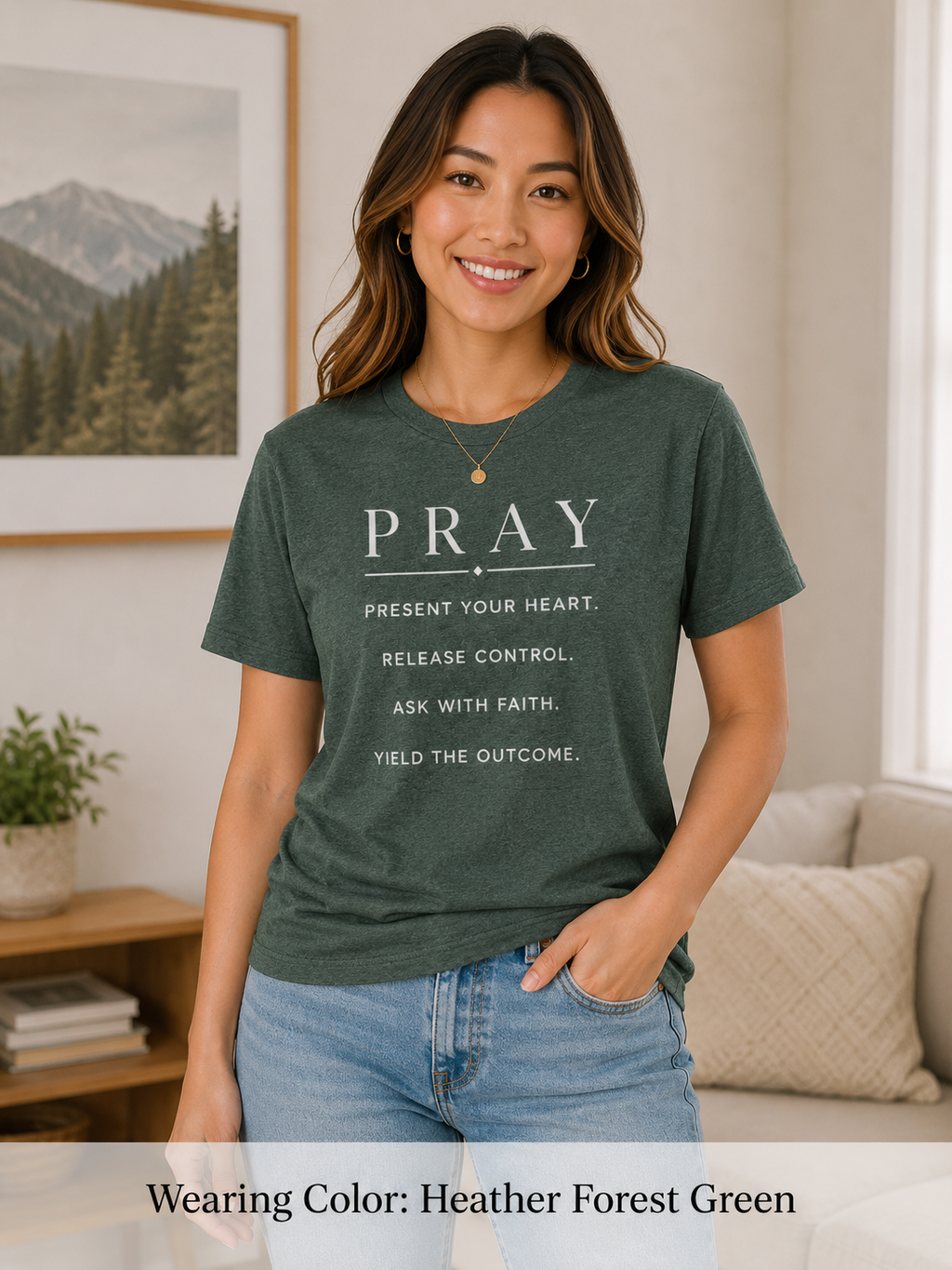 Womens "PRAY" inspirational text T-Shirt |