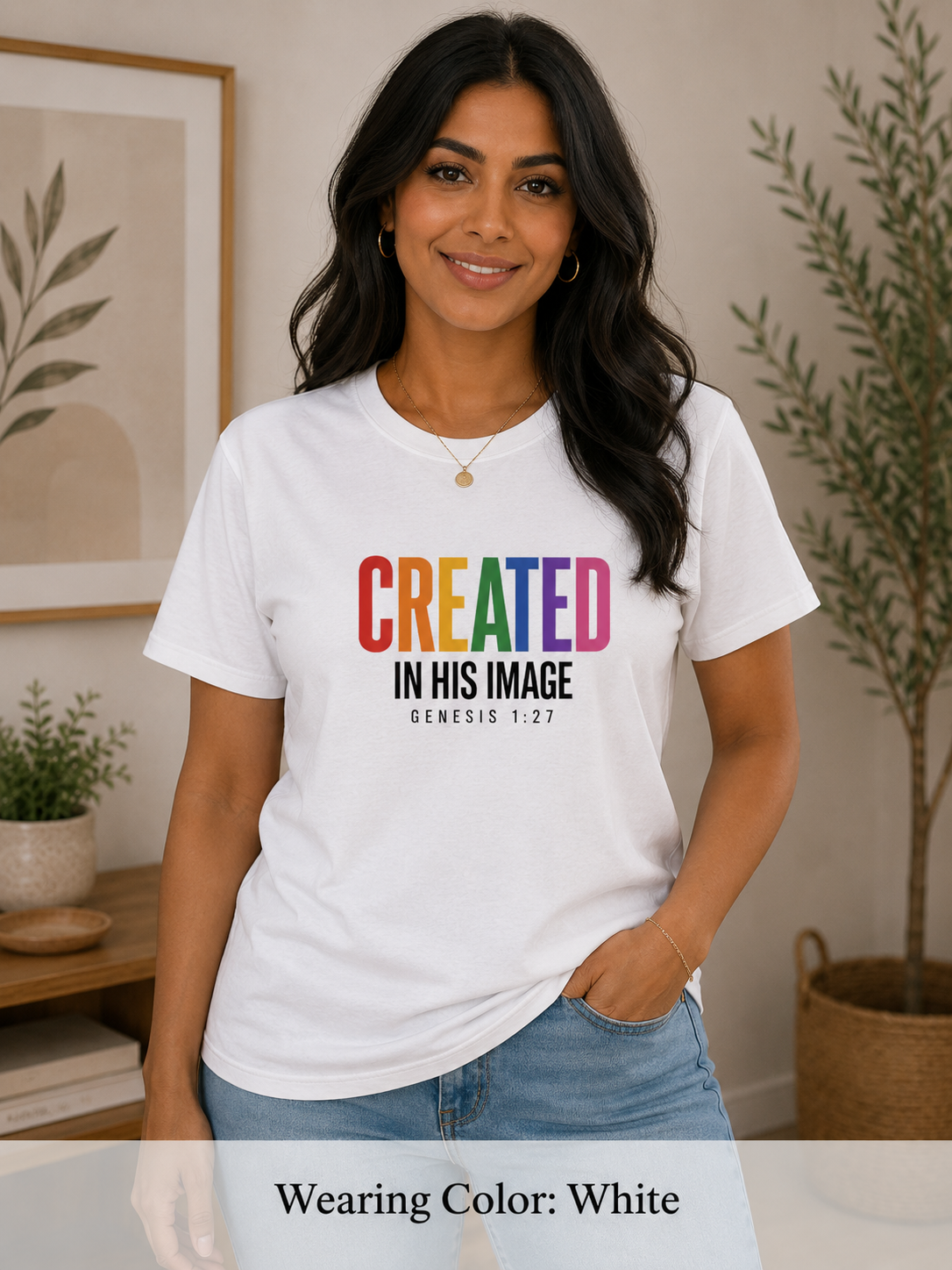 Women Created in His Image T-Shirt | Christian Scripture Genesis 1:27