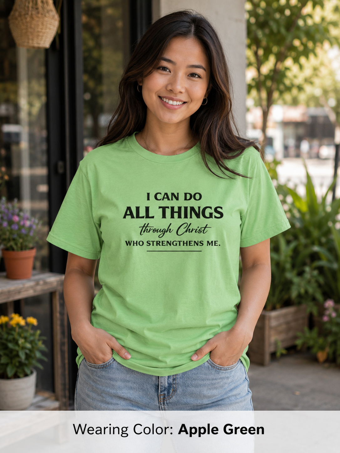 Womens "I Can Do All Things" Christian Scripture Tee