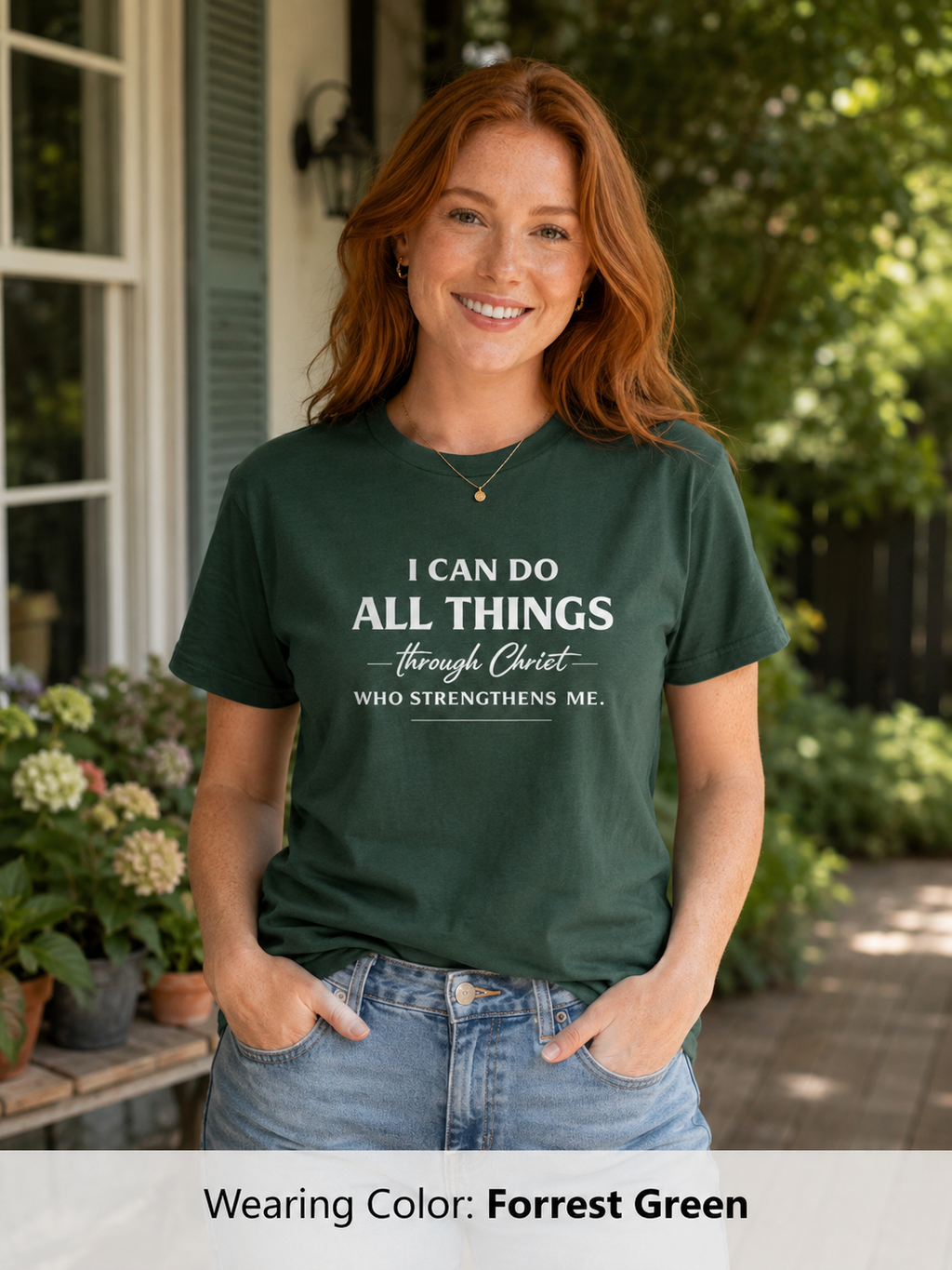 Womens "I Can Do All Things" Christian Scripture Tee |