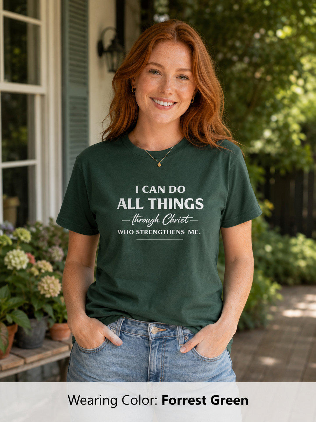 Womens "I Can Do All Things" Christian Scripture Tee |