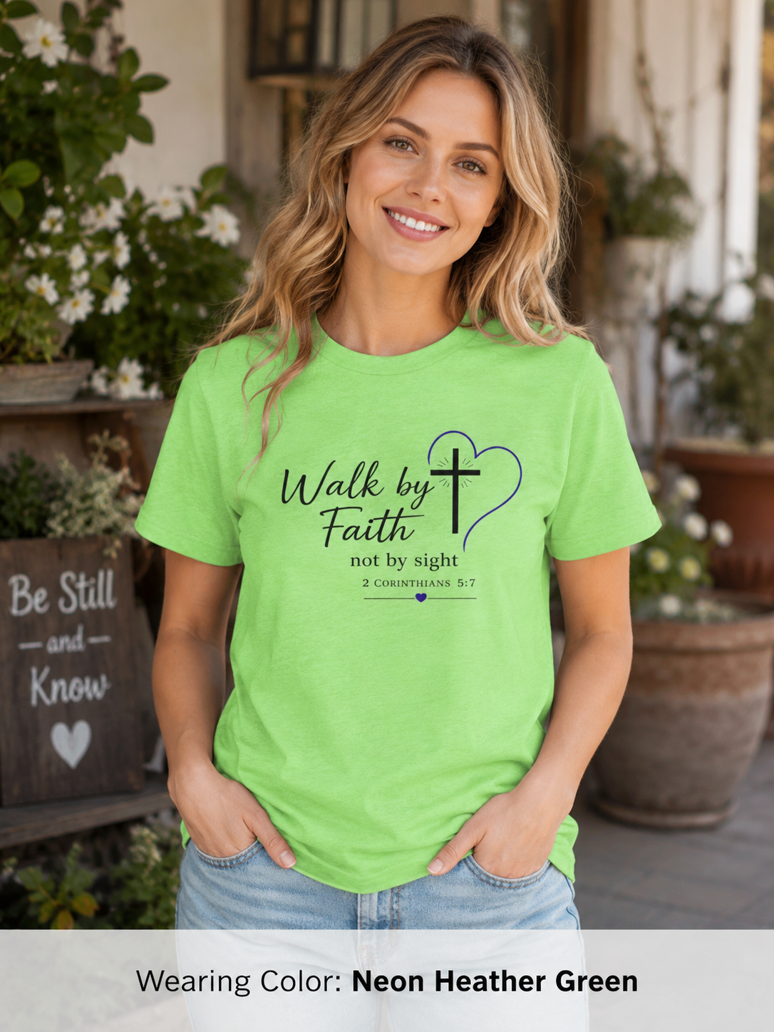 Womens Walk by Faith lantern T-shirt | Christian Tee