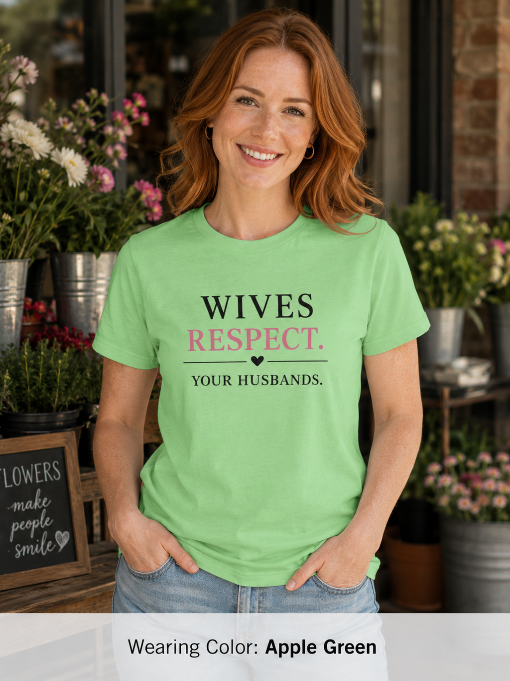 Womens Wives Respect Your Husbands T-Shirt | Faith Marriage Script Tee