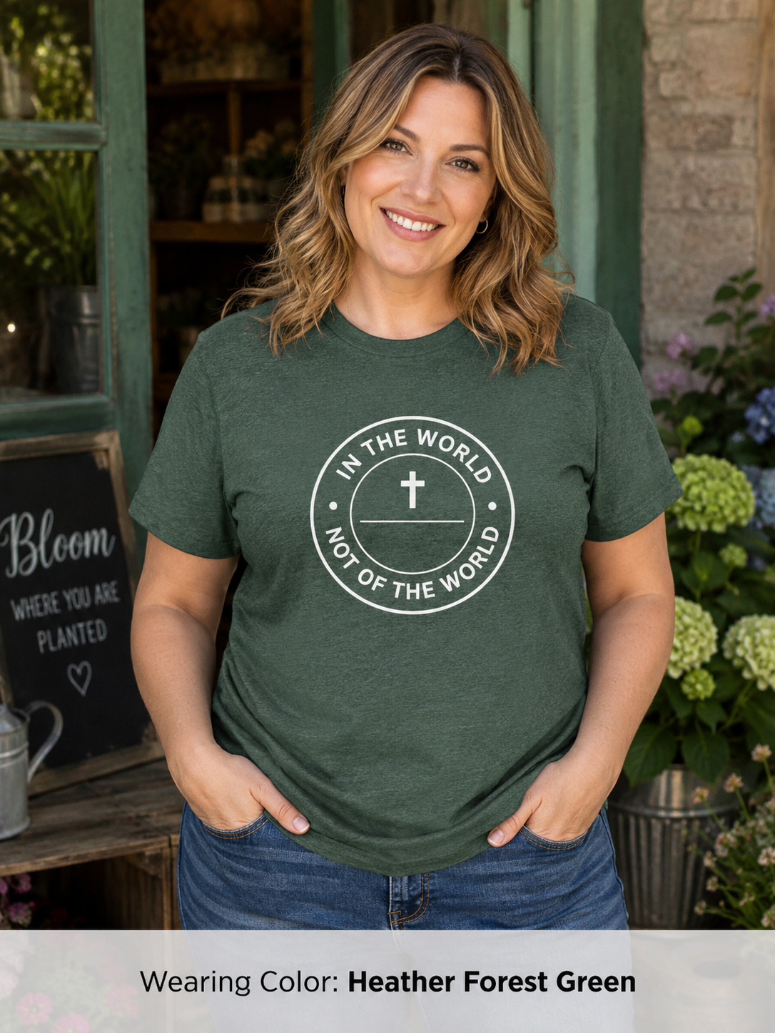 Womens "In The World Not Of The World" Christian Garment-Dyed T-shirt