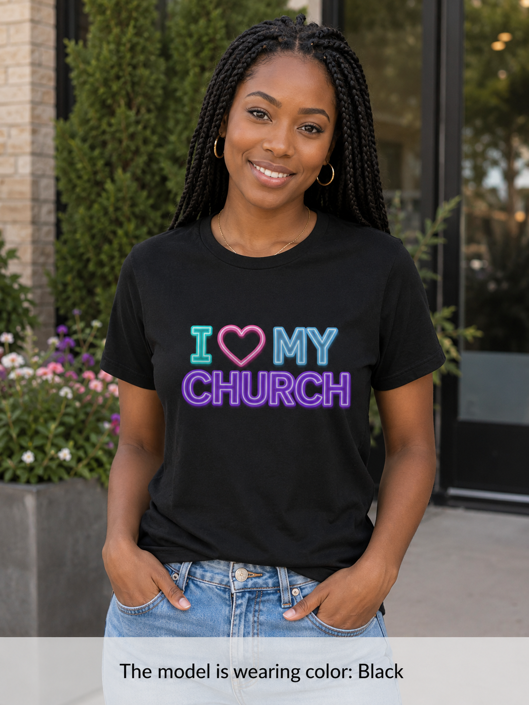 Womens I Love My Church T-Shirt | Tie Dye Heart Lettering