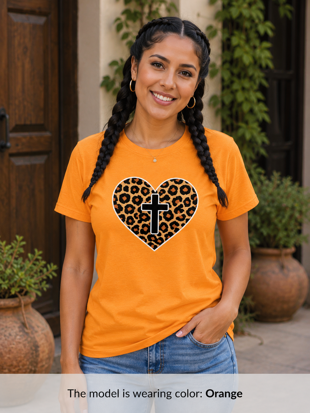 Womens  Heart with Cross T-shirt | Christian Faith