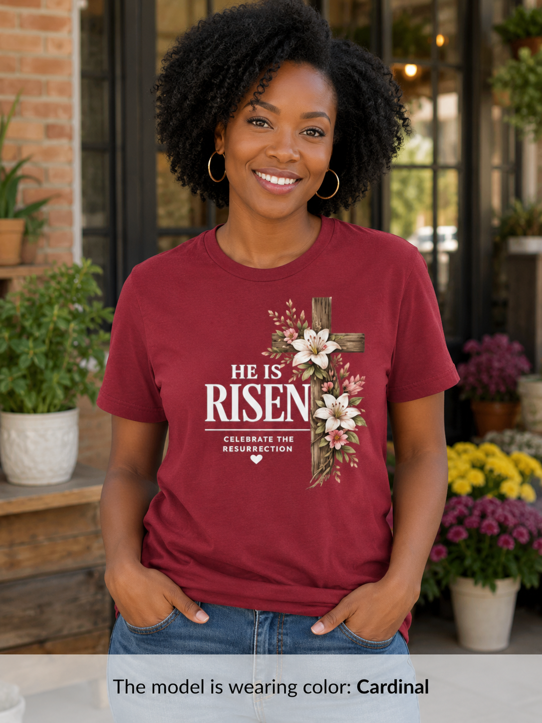 Womens He Is Risen crown of thorns T-Shirt | Resurrection Easter Christian Tee