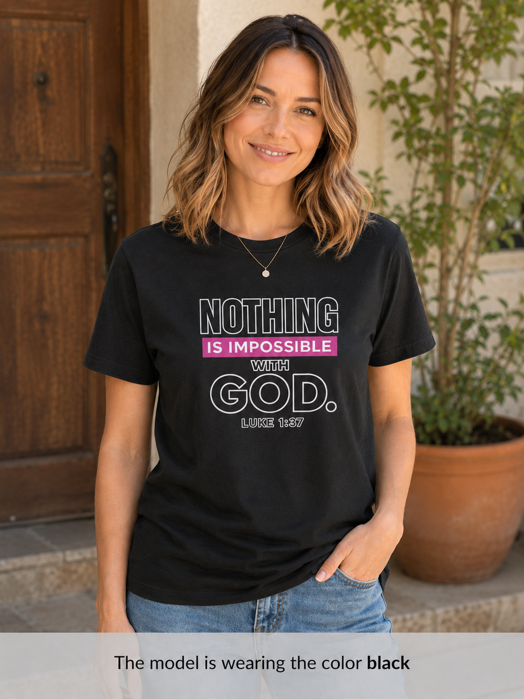 Womens T-Shirt "For Nothing Is Impossible With God"