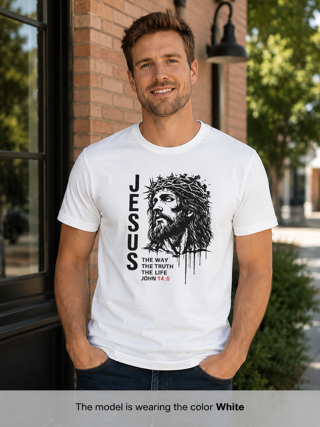 Mens Jesus The Way The Truth The Life Christian Tee
