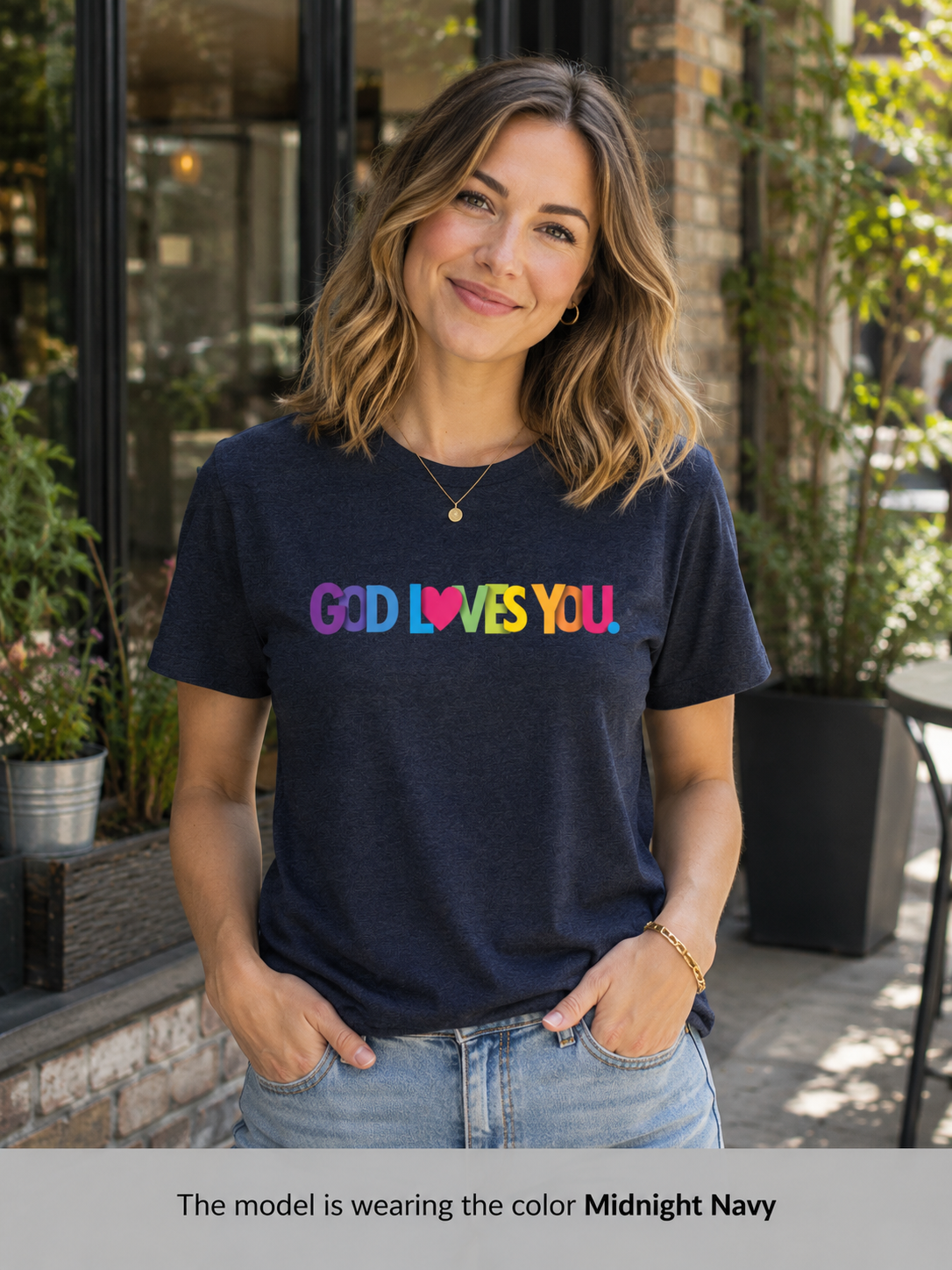 Womens God Loves You Rainbow T-Shirt