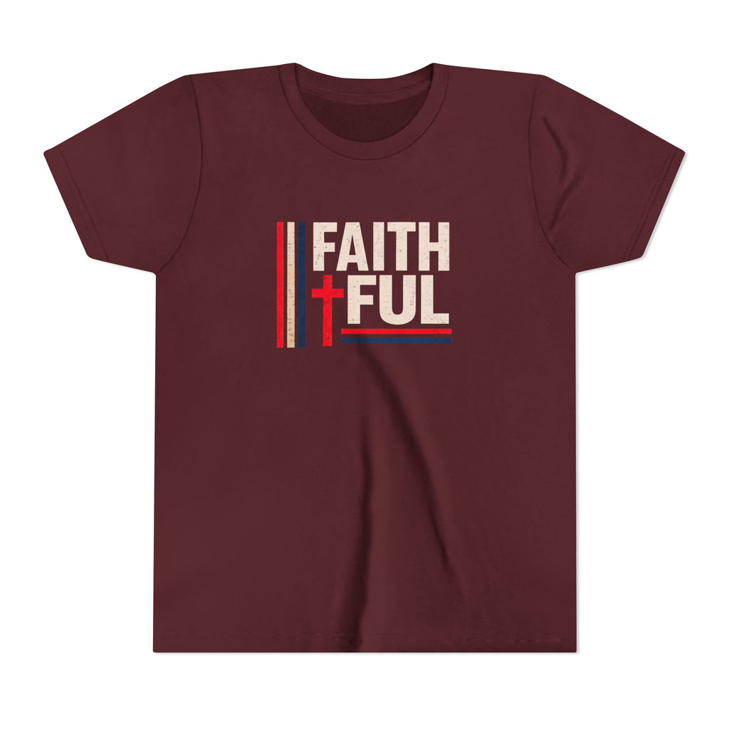 Boys Faithful Youth Tee — Christian Kids Shirt with Cross Graphic