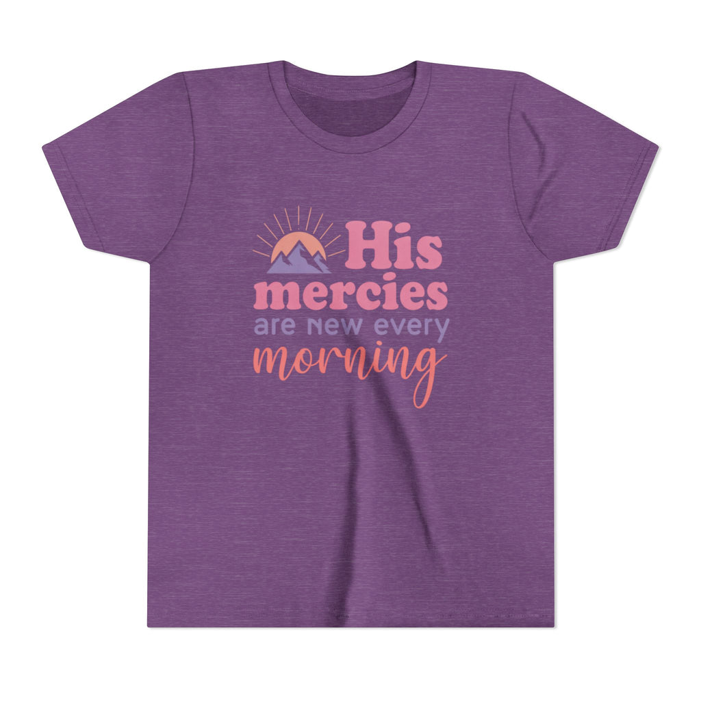 Girls Tee “His Mercies Are New Every Morning” Inspirational Christian Kids Shirt
