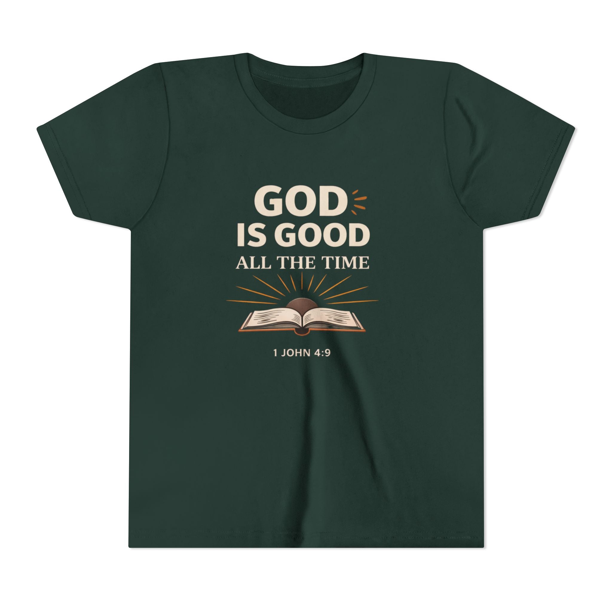 Boys Youth T-Shirt — "God Is Good All The Time" Bible Verse Tee (1 John 4:9)