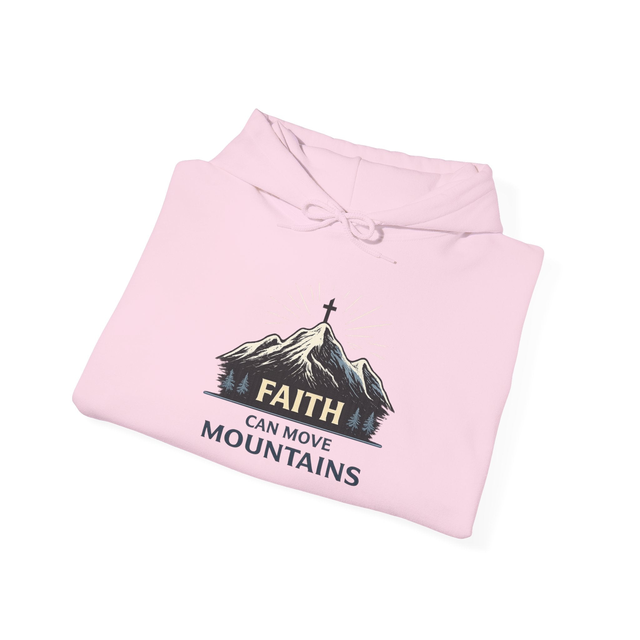 Womens Faith Can Move Mountains Hoodie — Christian Inspirational Mountain Graphic Hoodie