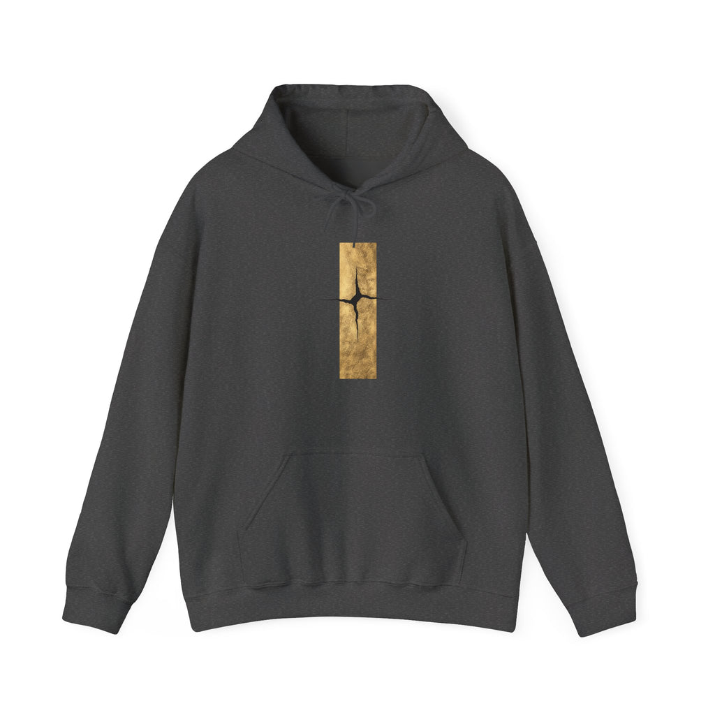 Women Kintsugi Gold Crack Hoodie — Minimal Vertical Repair Art Pullover