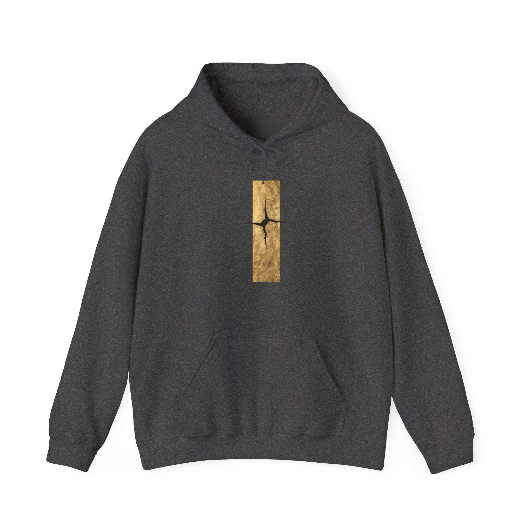 Women Kintsugi Gold Crack Hoodie — Minimal Vertical Repair Art Pullover