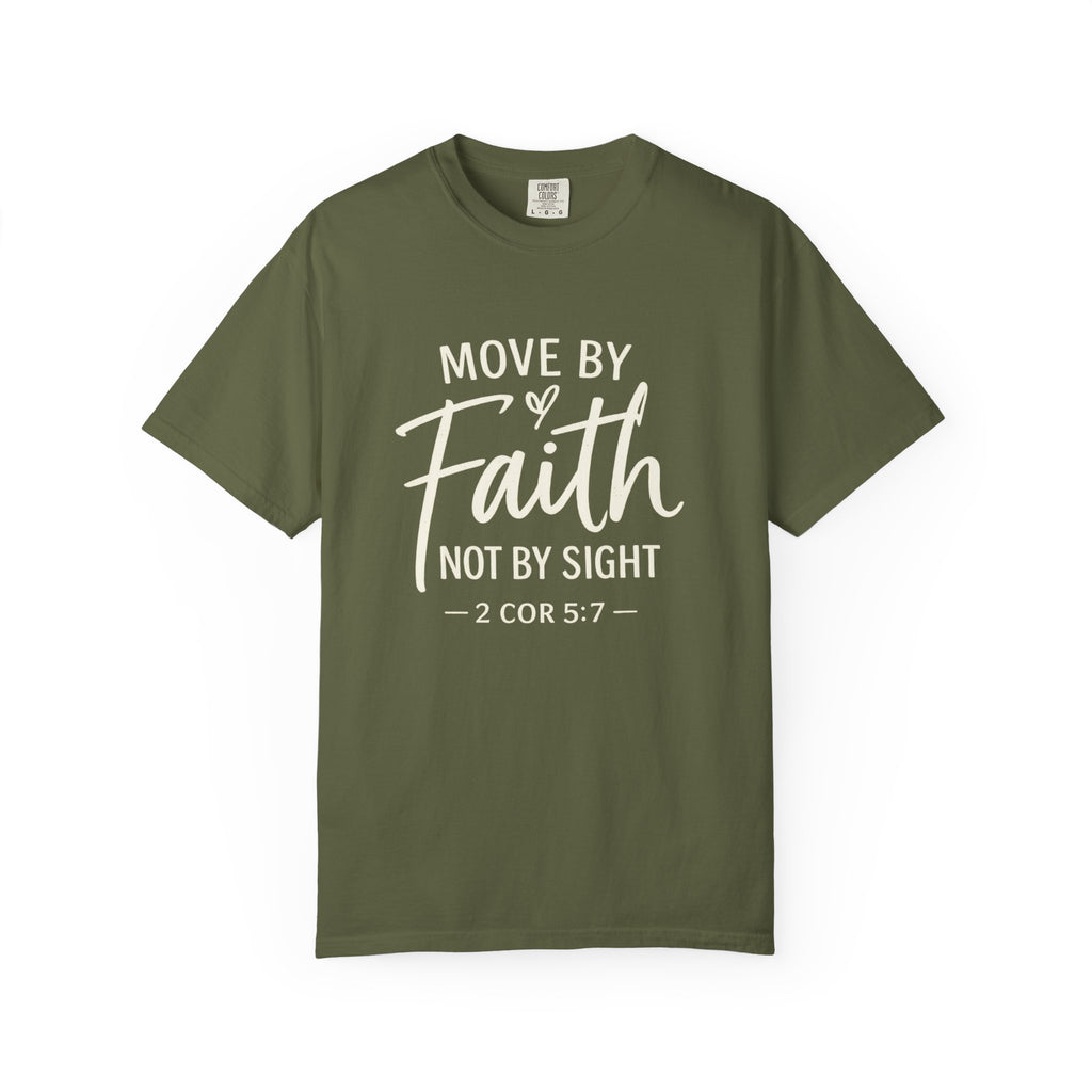 Move By Faith Not By Sight Minimal White Graphic Tee (Subtle Script Design)