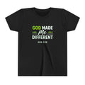 Boys Youth Tee - "God Made Me Different" Christian Faith Kids Shirt (Eph. 2:10)