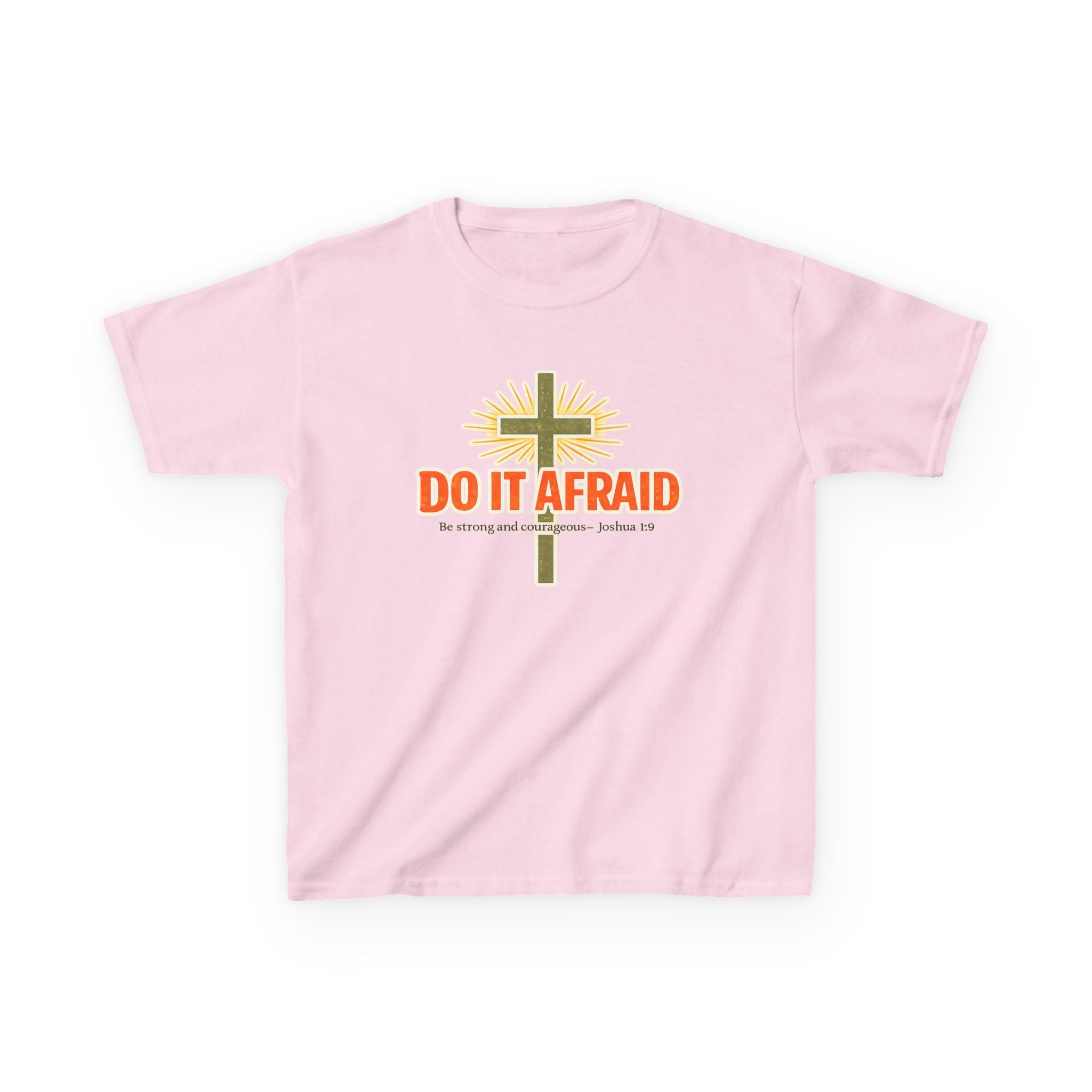 Boys Tshirt "Do It Afraid" Cross Christian Shirt (Joshua 1:9)