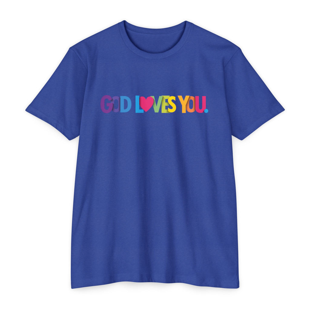Womens God Loves You Rainbow T-Shirt