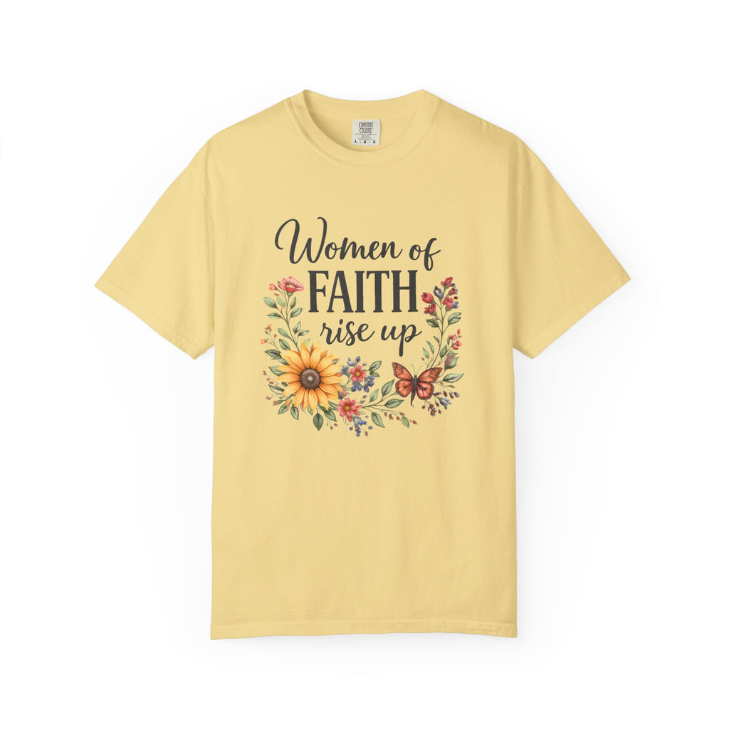 Women of Faith Rise Up T-Shirt — Floral Christian Inspirational Tee