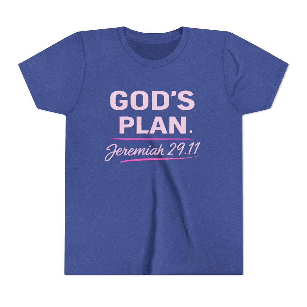 Girls Youth Tee — "God's Plan" Jeremiah 29:11 Christian Faith T-shirt