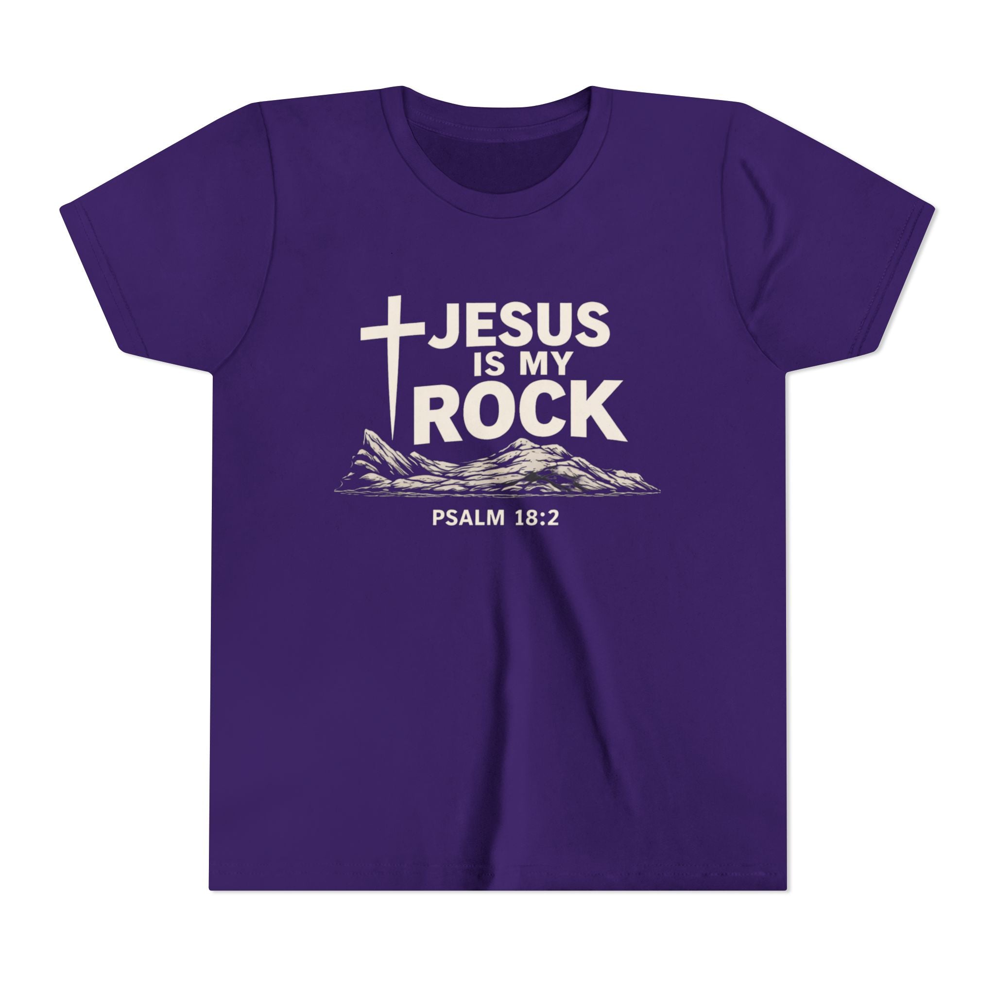 Boys Youth Tee — "Jesus Is My Rock" Psalm 18:2 Christian Kids T-Shirt