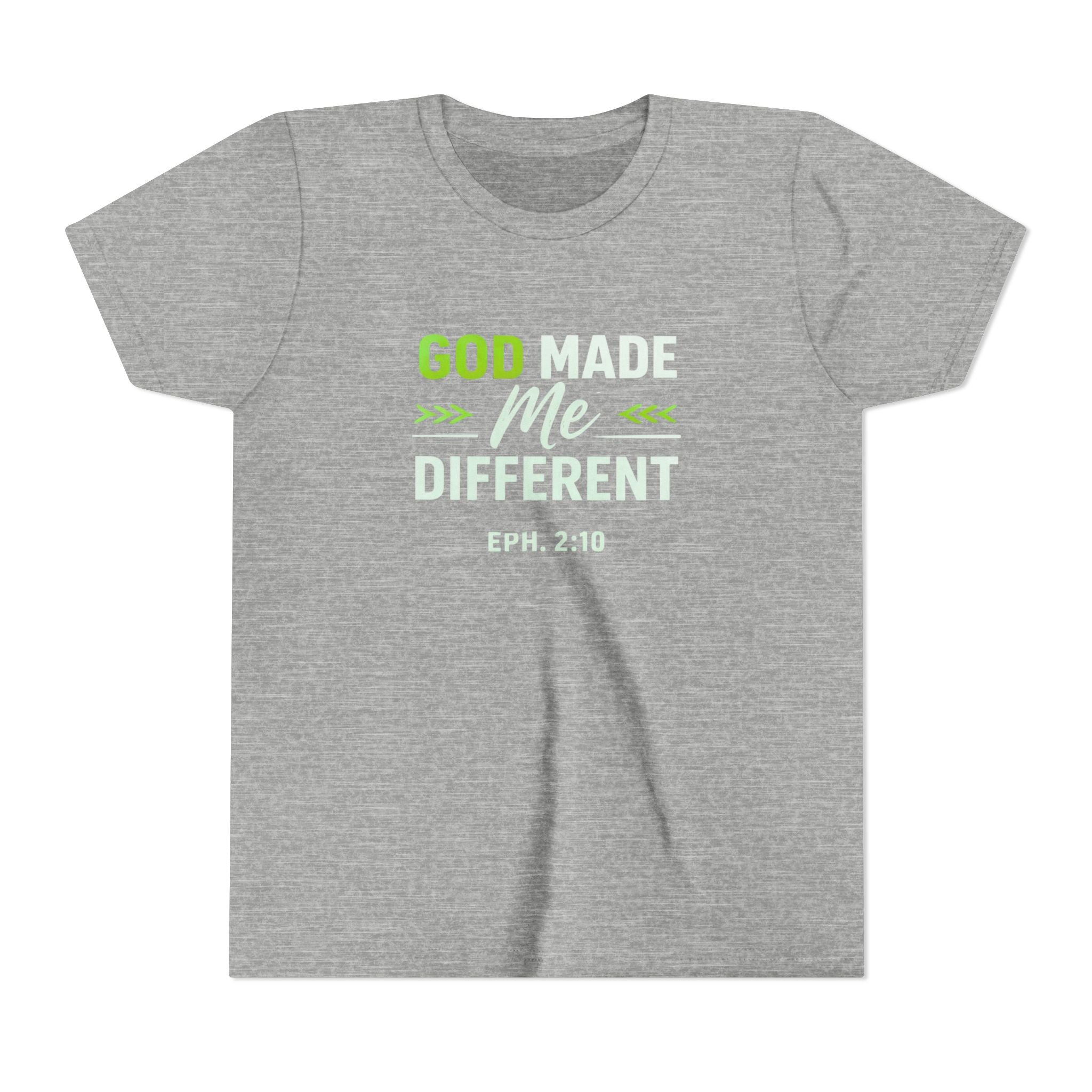 Boys Youth Tee - "God Made Me Different" Christian Faith Kids Shirt (Eph. 2:10)