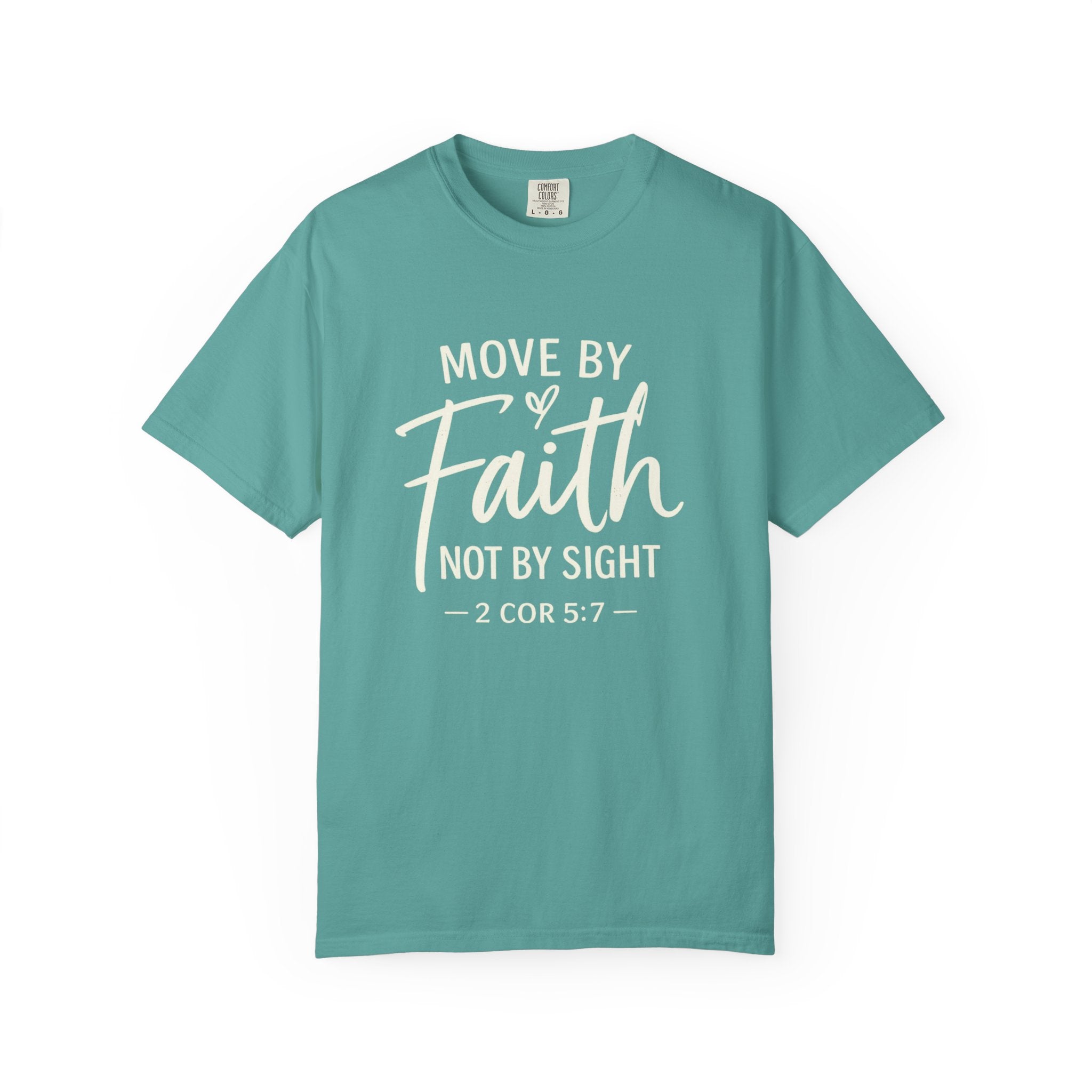 Move By Faith Not By Sight Minimal White Graphic Tee (Subtle Script Design)