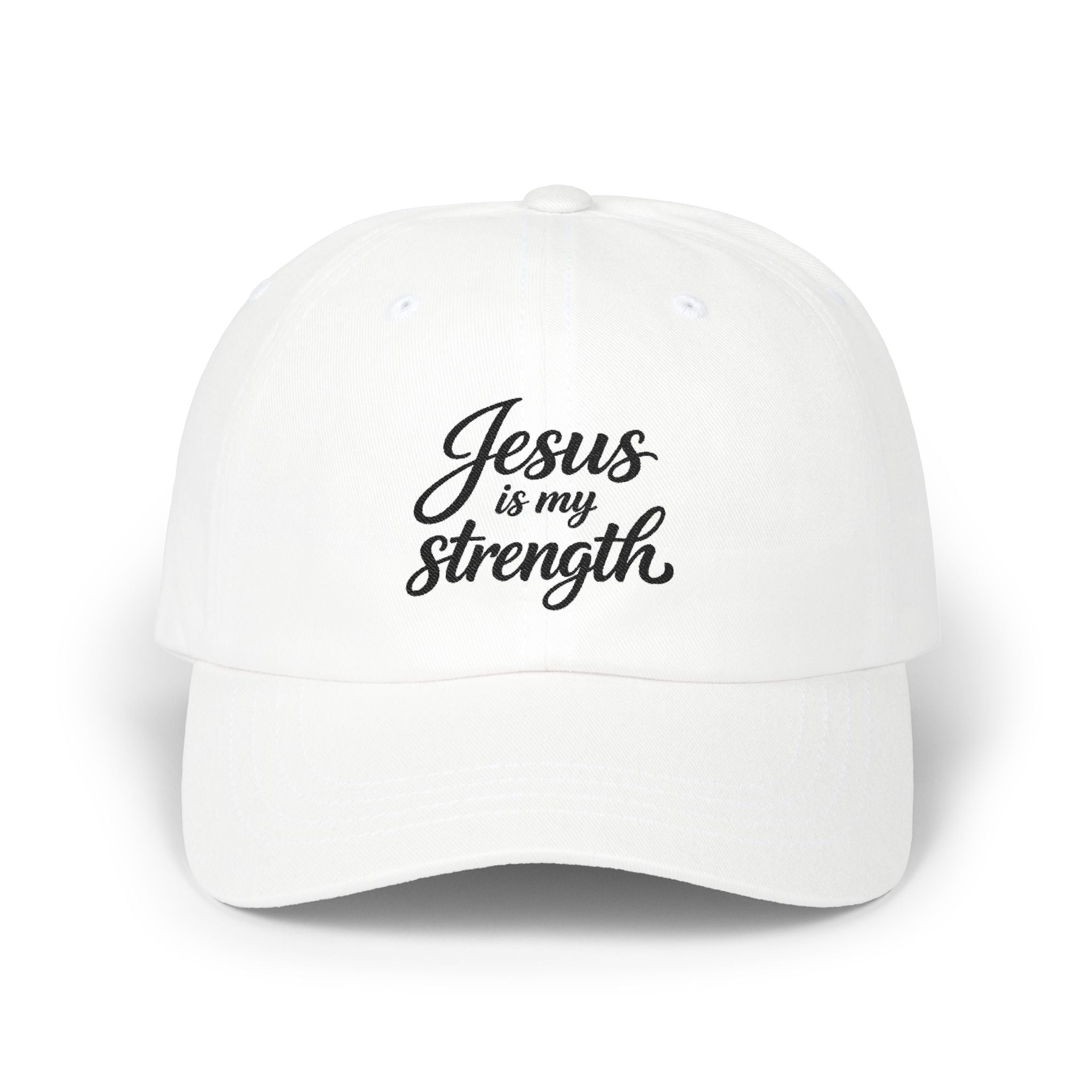 Jesus Is My Strength Dad Cap — Embroidered Christian Baseball Hat