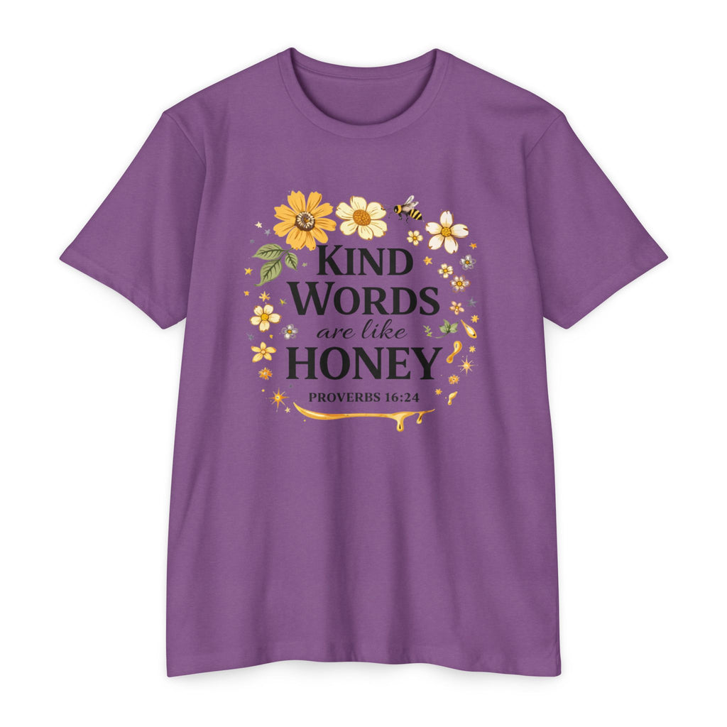 Kind Words Are Like Honey T‑Shirt — Proverbs 16:24 Floral Inspirational Tee