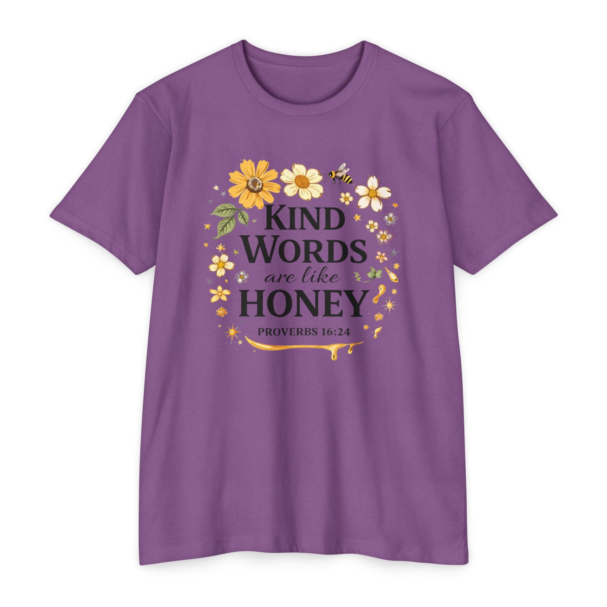Kind Words Are Like Honey T‑Shirt — Proverbs 16:24 Floral Inspirational Tee