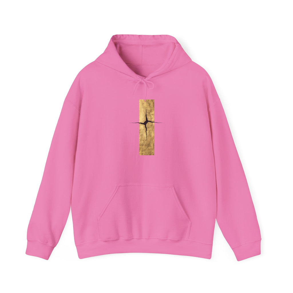 Women Kintsugi Gold Crack Hoodie — Minimal Vertical Repair Art Pullover