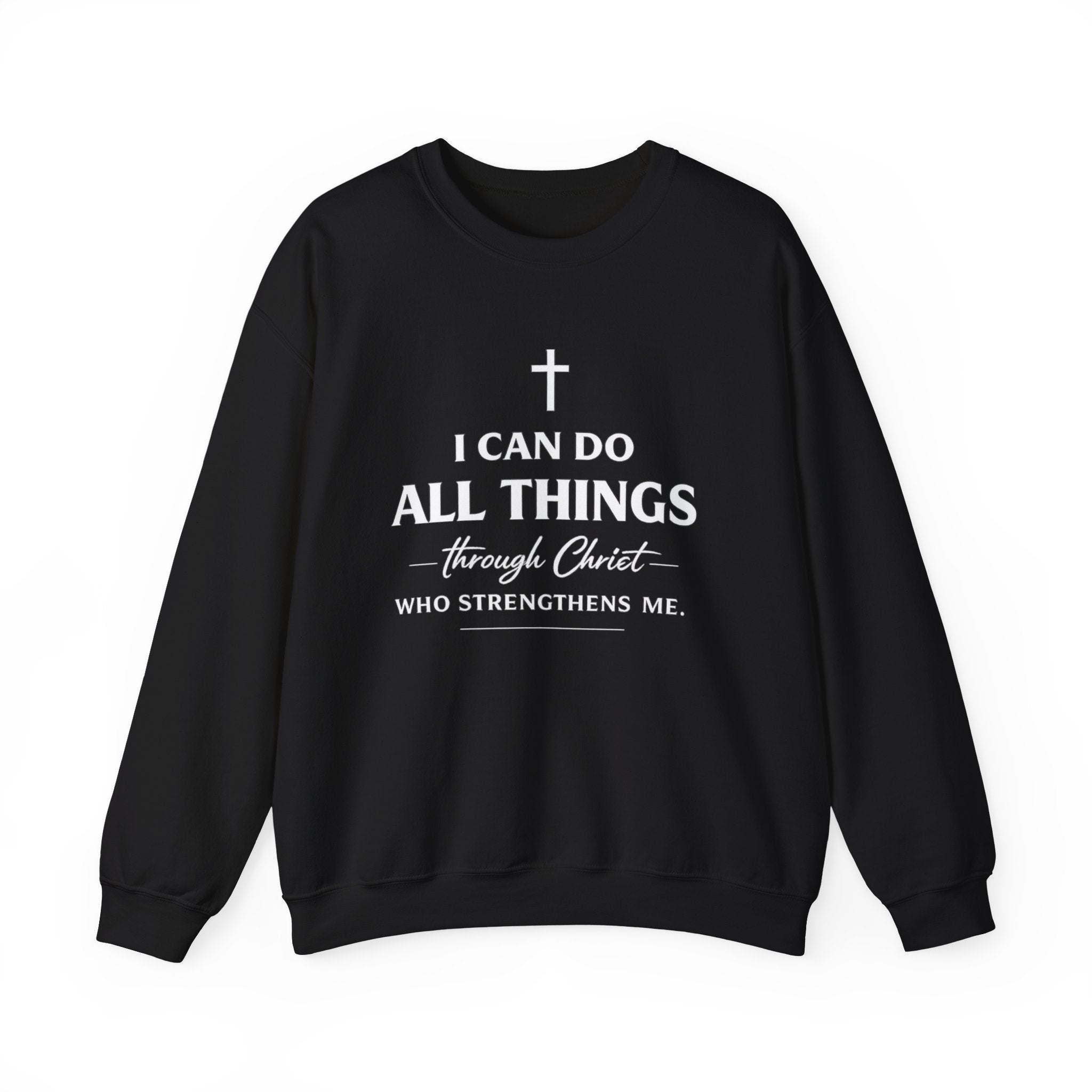 Womens Christian Crewneck Sweatshirt - "I Can Do All Things Through Christ" Inspirational Faith Pullover