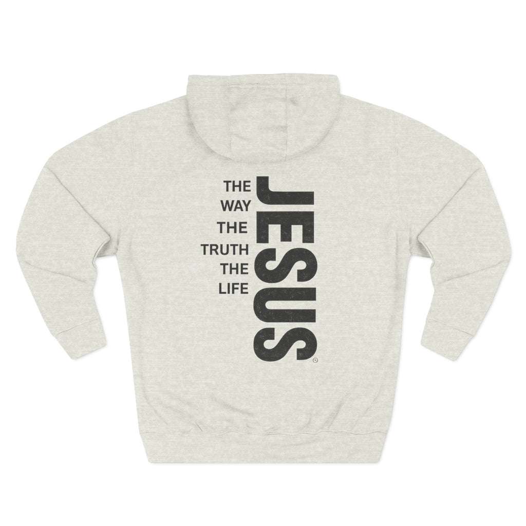 Jesus Vertical Text Hoodie — The Way The Truth The Life Christian Hoodie