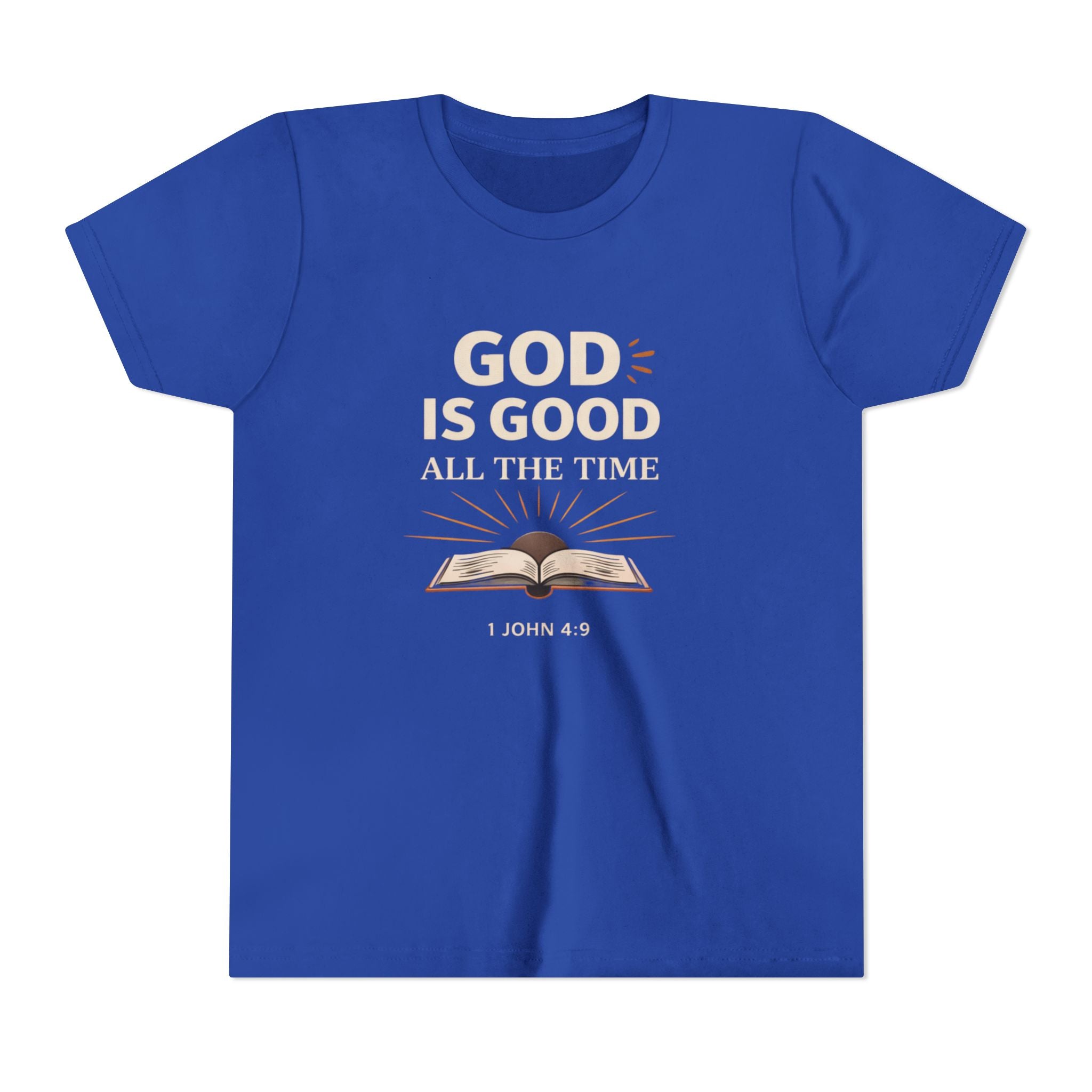 Boys Youth T-Shirt — "God Is Good All The Time" Bible Verse Tee (1 John 4:9)