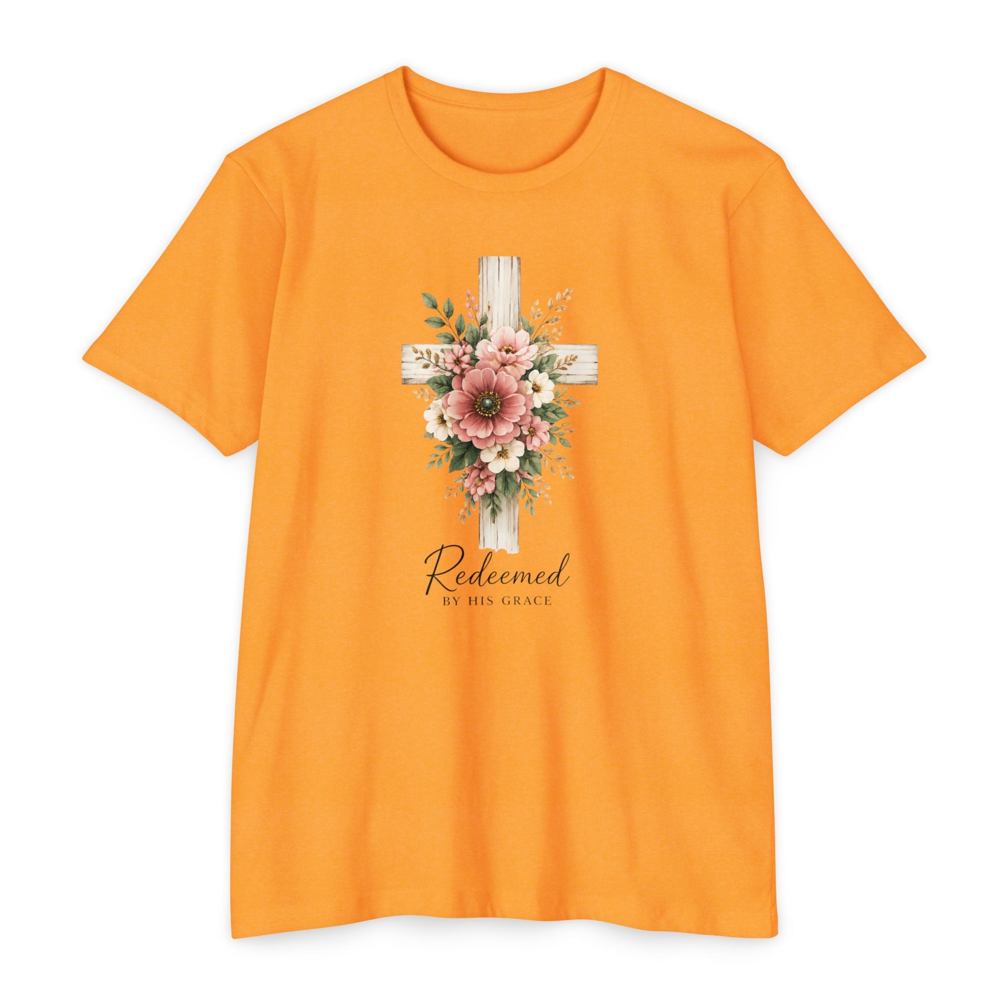 Womens Floral Cross Bouquet T-shirt | Botanical Flower Cross Graphic