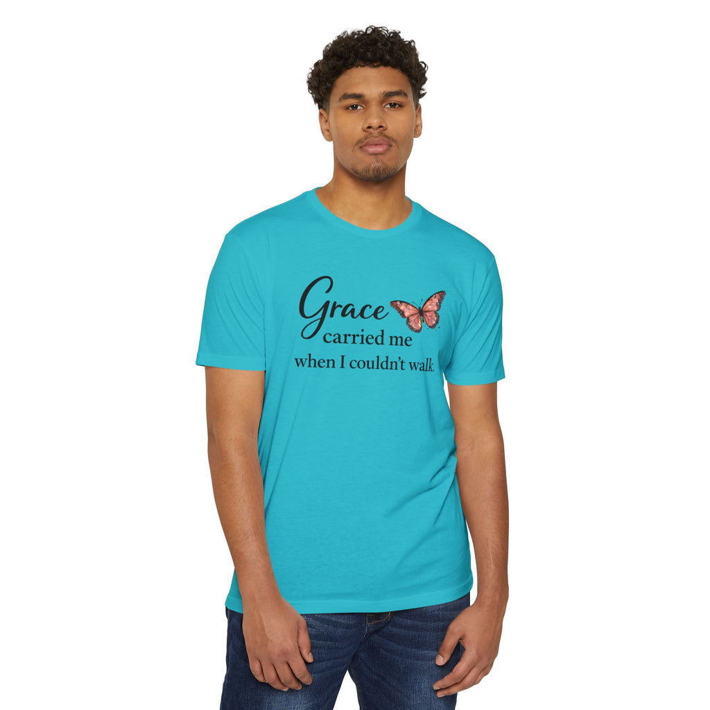 Grace Carried Me T-Shirt — Inspirational Butterfly Faith Tee