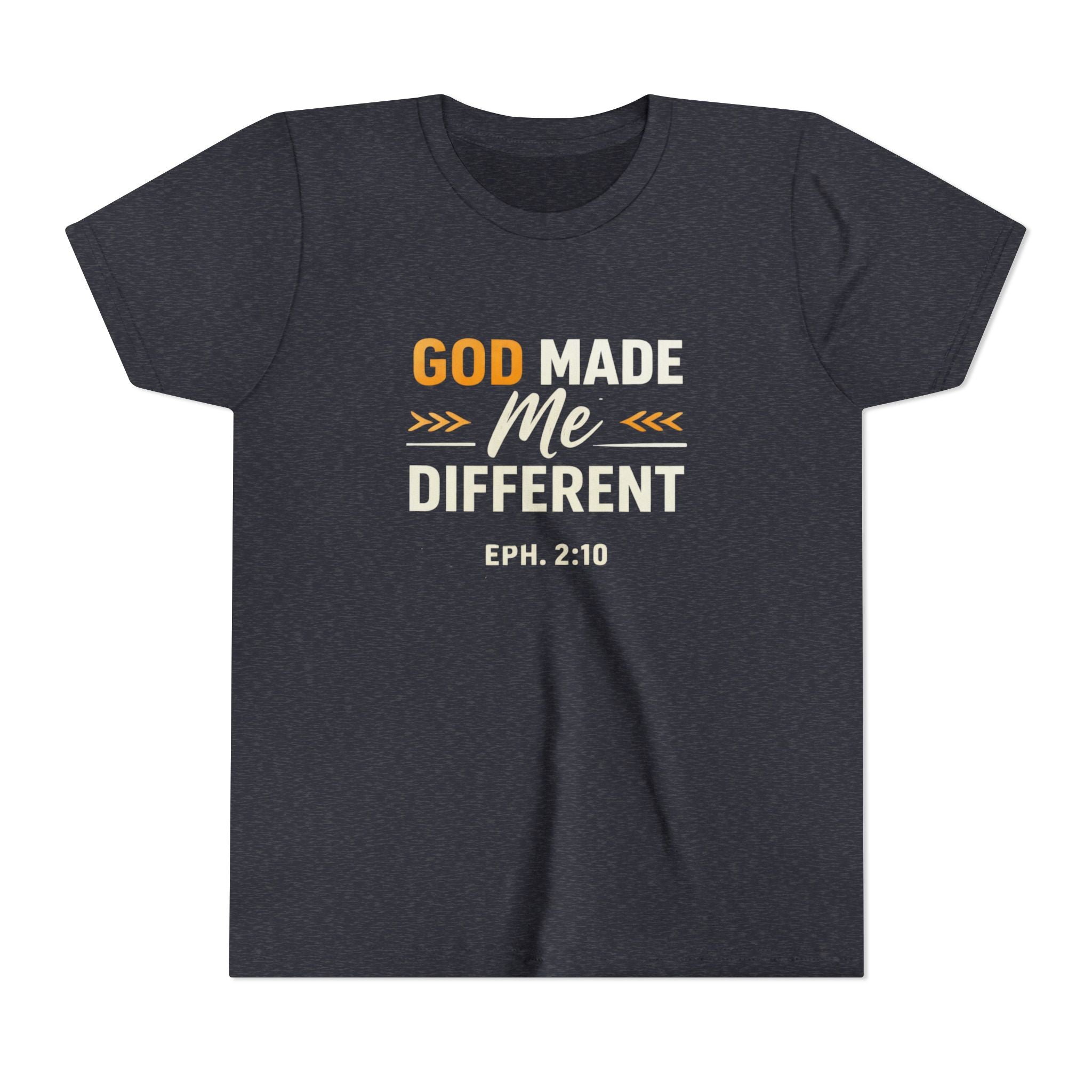 Girls Youth Tee – "God Made Me Different" Christian Kids T‑Shirt (Eph. 2:10)