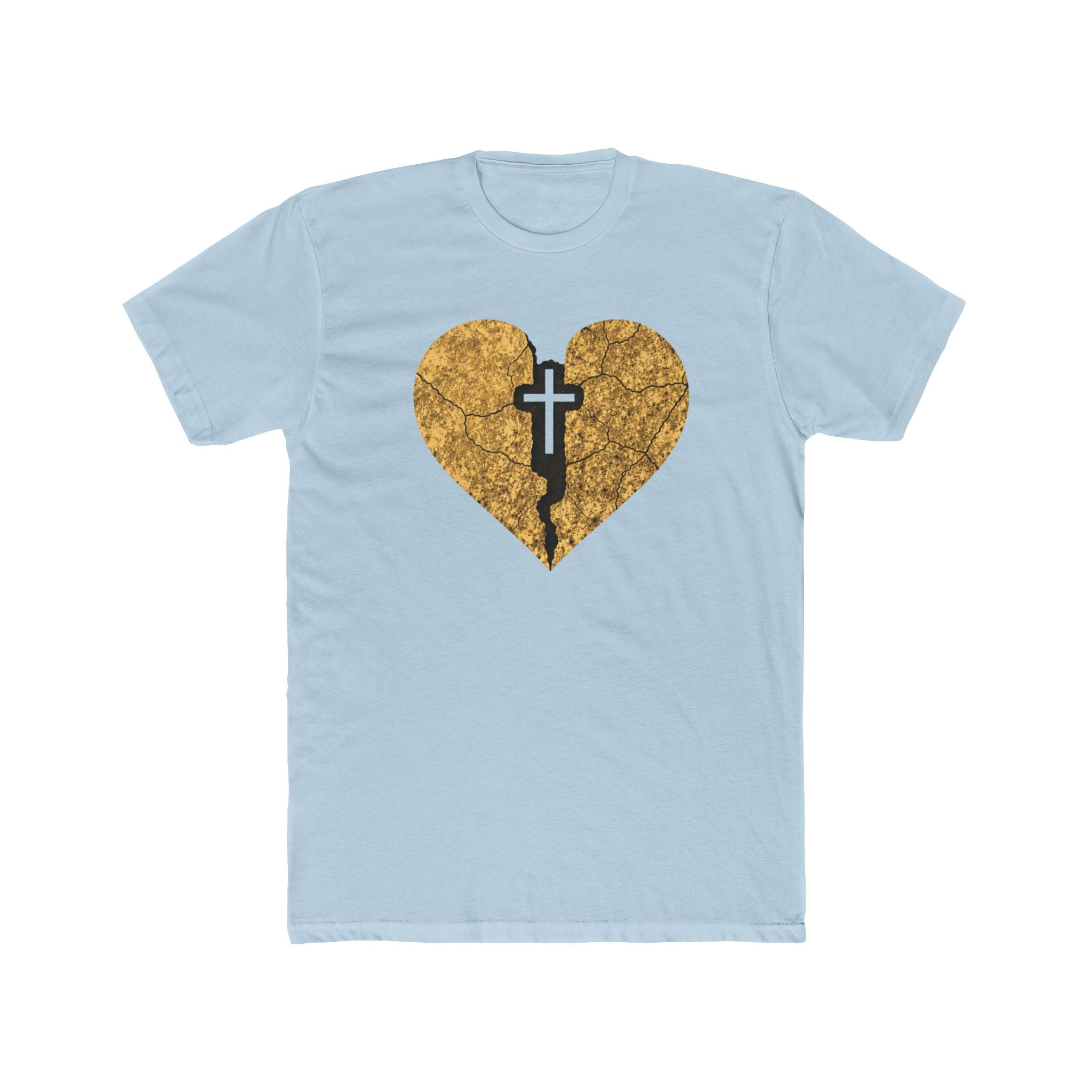 Cracked Gold Heart with Cross T-Shirt | Christian Faith Tee
